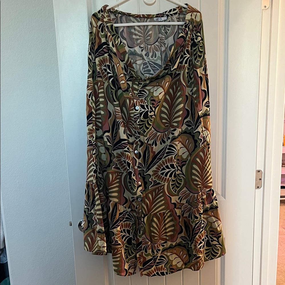 DR2 Multicolor Leaf Print Maxi Skirt